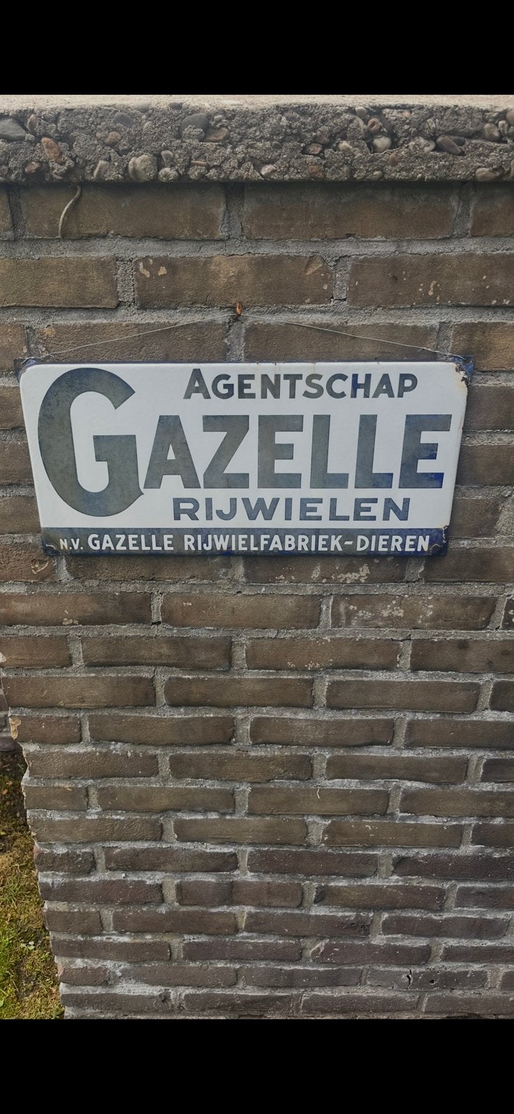 Emaille reclamebord, Gazelle Rijwielen, Ophalen of Verzenden, Zo goed als nieuw, Reclamebord