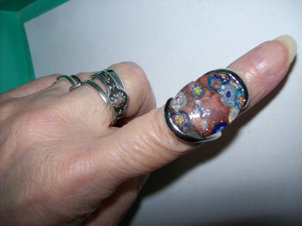 Ring Zilvertint Mooie Meer kleur Steen Maat 16, Overige materialen, Verzenden, Nieuw, Kleiner dan 17