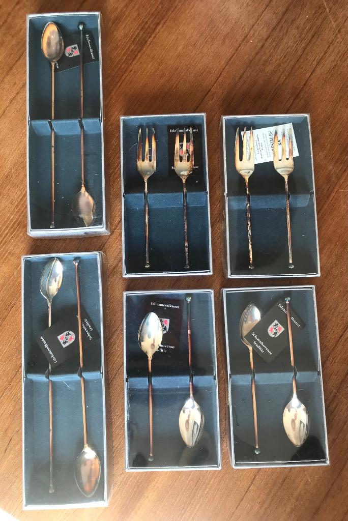 4x verzilverde vorkjes, lepeltjes, Ophalen of Verzenden, Nieuw, Zilver