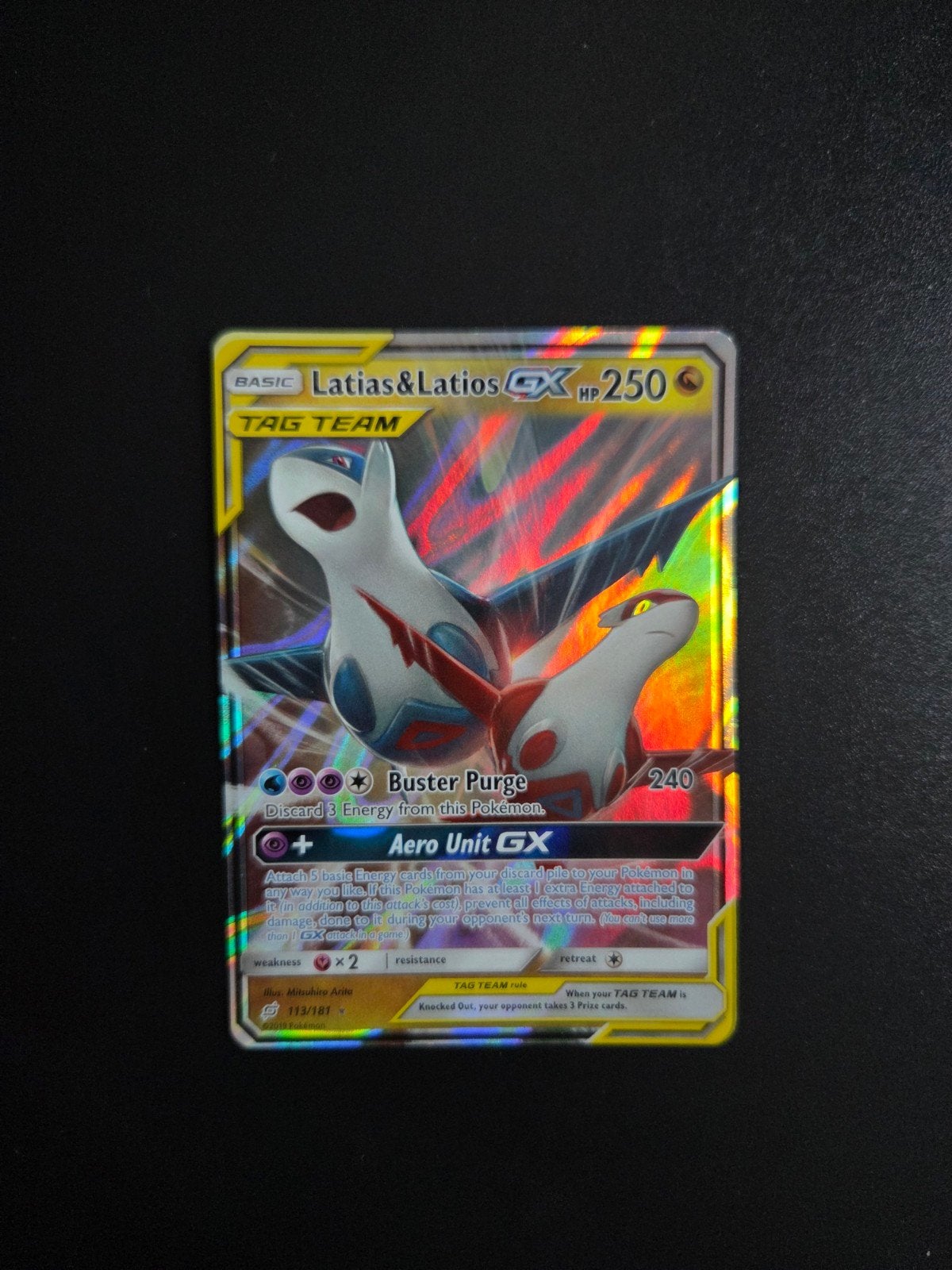 Latias & Latios GX Pokemon Team Up, Ophalen of Verzenden, Zo goed als nieuw, Booster, Foil