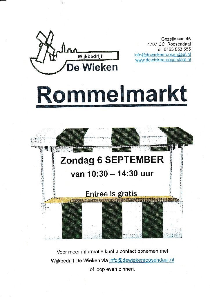 Rommelmarkt wijkhuis De Wieken Roosendaal, Ophalen, Zo goed als nieuw