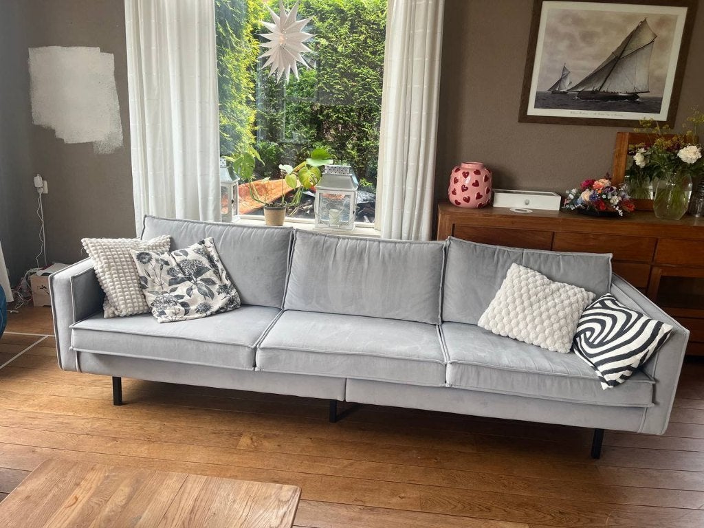 Be Pure Home Rodeo bank 3-zits velvet grijs, Huis en Inrichting, Ophalen, Modern, Comfortabel, Driepersoons, 75 tot 100 cm