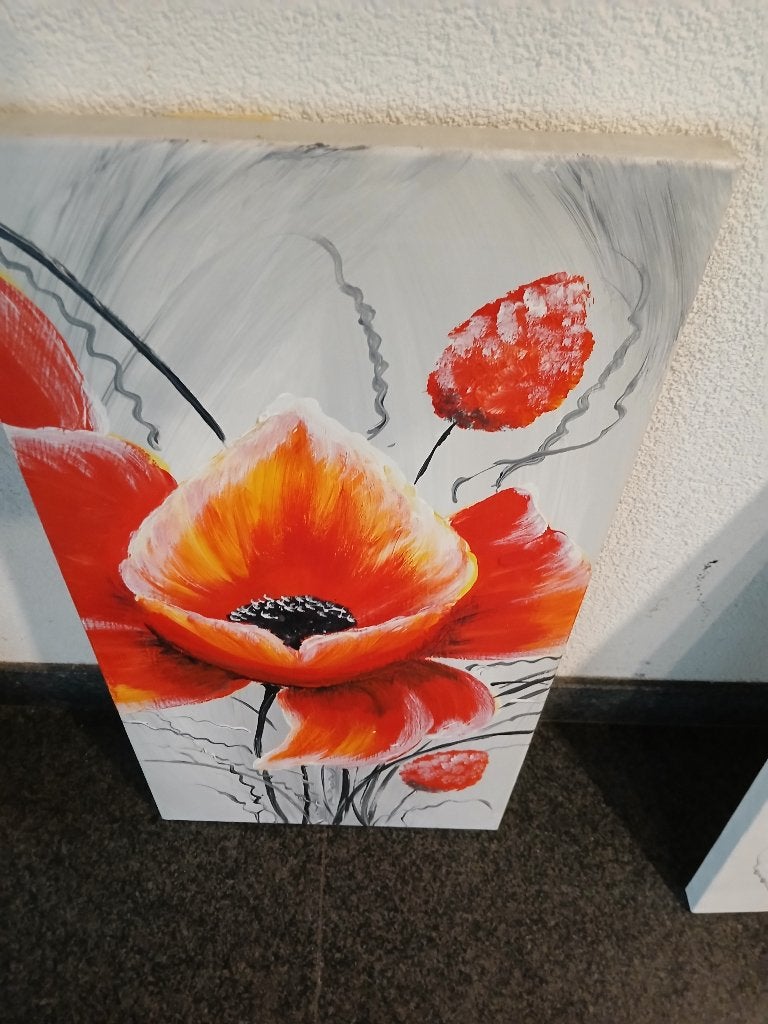 3luik schilderij klaproos, Ophalen of Verzenden, Nieuw, Minder dan 50 cm, Schilderij