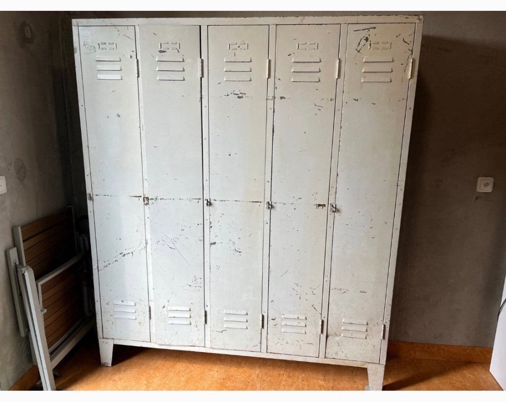 Metalen locker kast met 5 deuren - Industriële stijl, Ophalen, Gebruikt