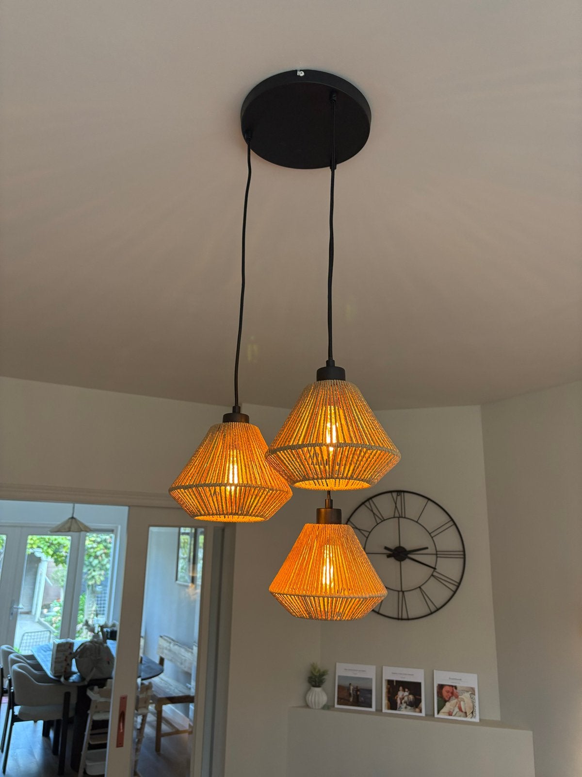 Hanglamp, Ophalen, Zo goed als nieuw, Natuurlijk materiaal, E27 (groot)