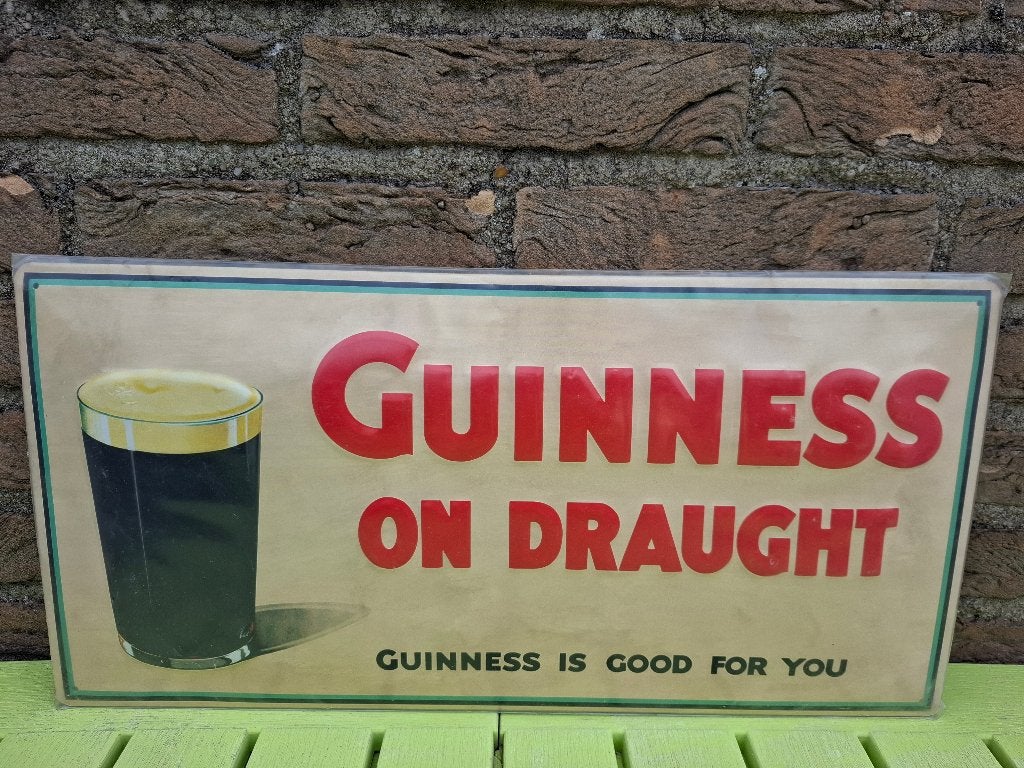 reclamebord Guinness on draught nieuw 50 x 25 cm, Ophalen of Verzenden, Nieuw, Reclamebord, Plaat of Schild, Overige merken