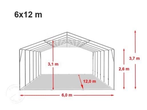 Partytent 6x12m PVC, hoge doorloophoogte, zo goed als nieuw, Ophalen, Opvouwbaar, Partytent, 6 meter of meer
