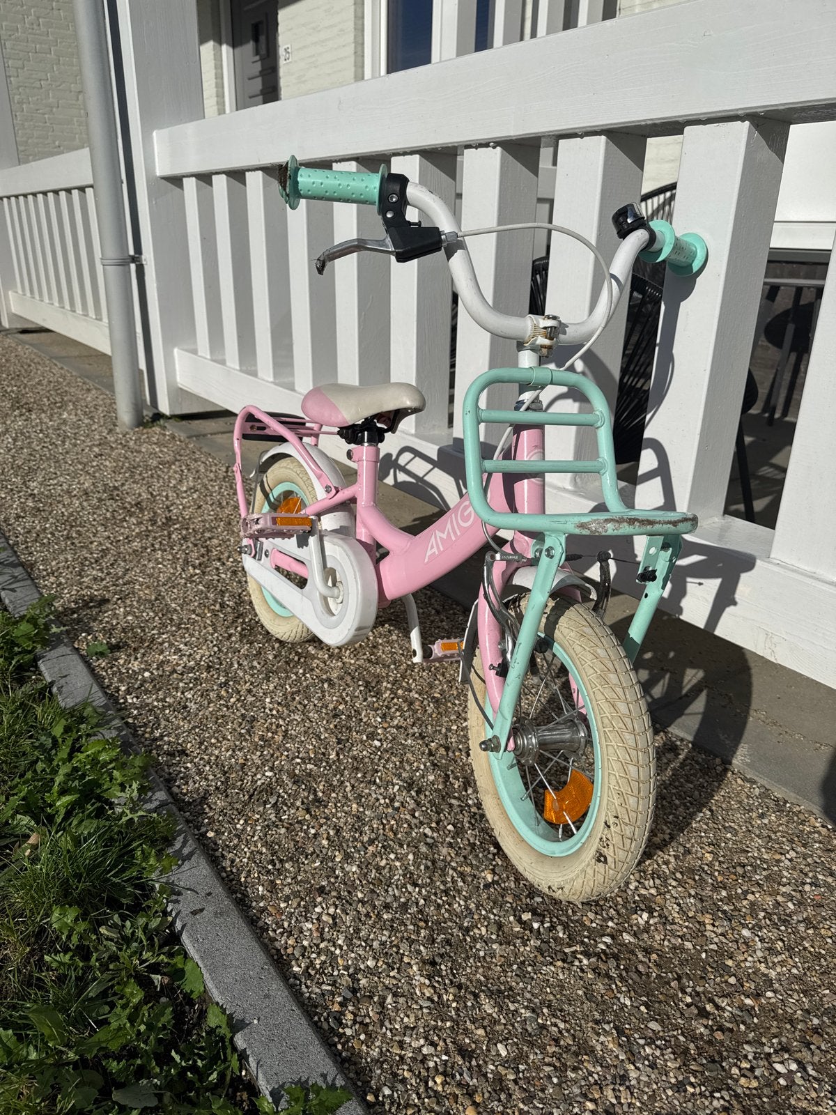 Amigo Kinderfiets 12 inch Roze, Fietsen en Brommers, Ophalen, Gebruikt, Terugtraprem, Minder dan 16 inch