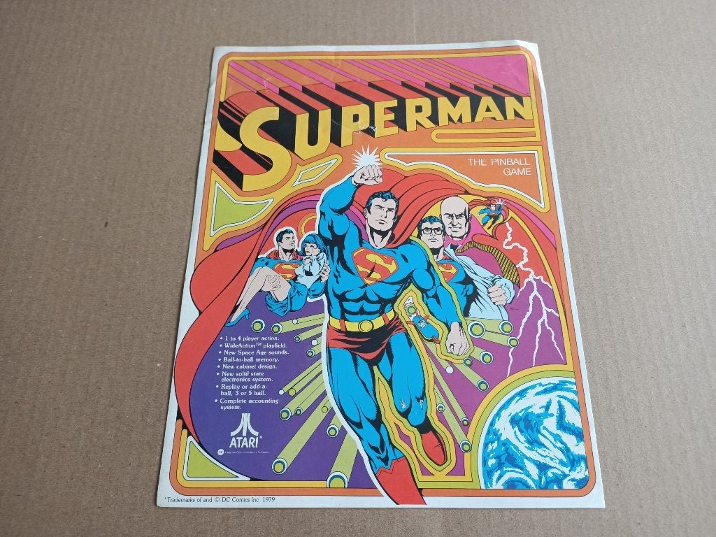 Flyer/ Folder: Atari Superman (1979) Flipperkast, Verzenden, Gebruikt, Elektronisch, Flipperkast