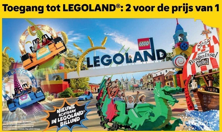 Legoland Denemarken & Duitsland 2e ticket gratis, Tickets en Kaartjes, Twee personen, Kortingsbon, Pretpark