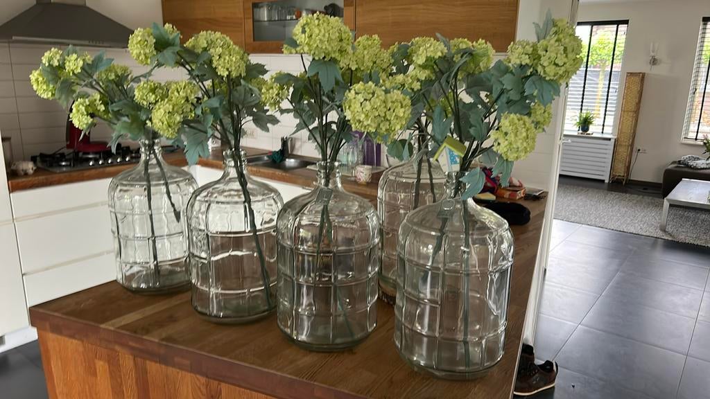 Glazen siervazen met kunstbloemen (5 stuks), Ophalen, Overige kleuren, Minder dan 50 cm, Glas