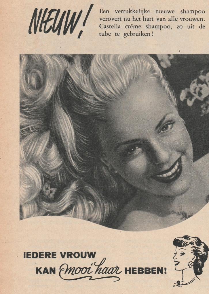 Retro reclame 1951 Castella shampoo iedereen staat, Verzamelen, Retro, Verzenden, Overige typen