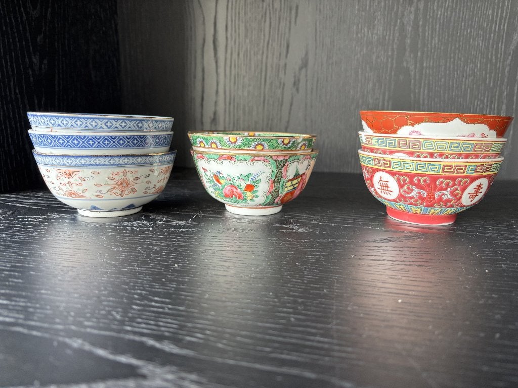 Set 8 vintage Chinese porseleinen kommetjes, Antiek en Kunst, Ophalen of Verzenden