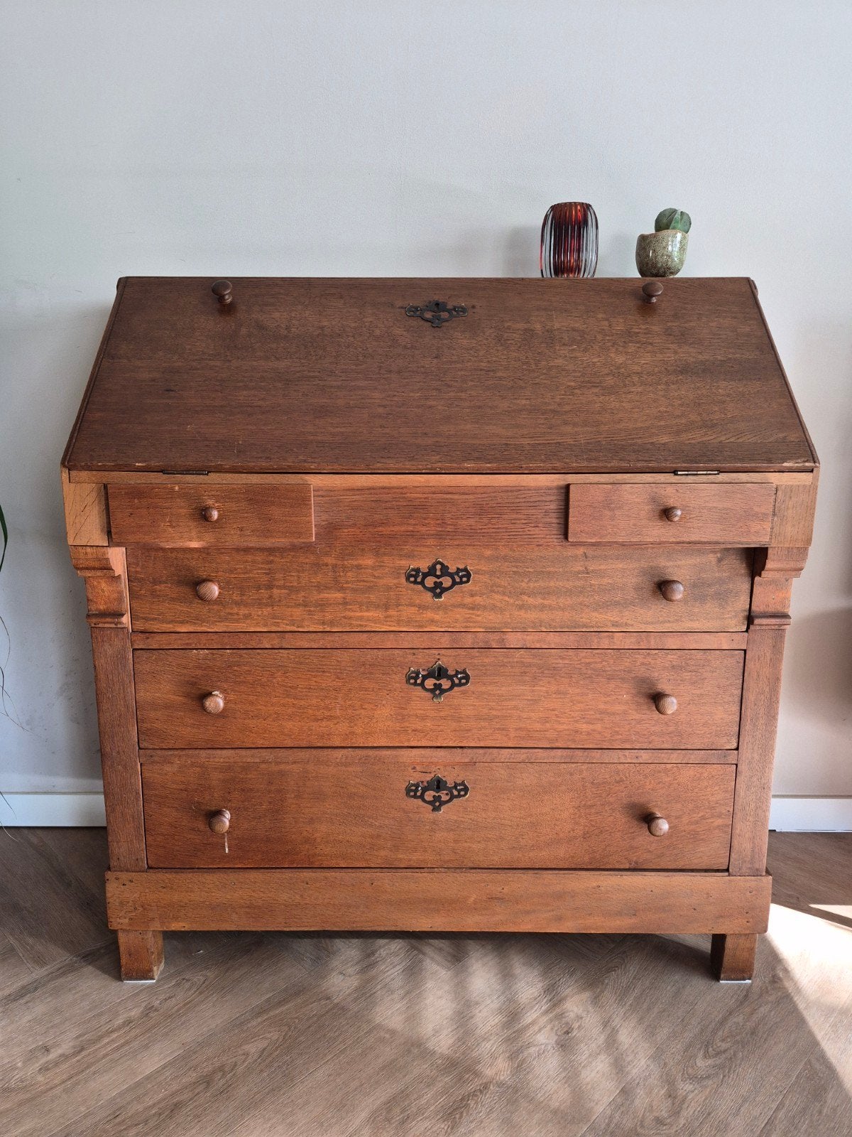 Antiek Eiken Secretaire Bureau met Lades, Ophalen