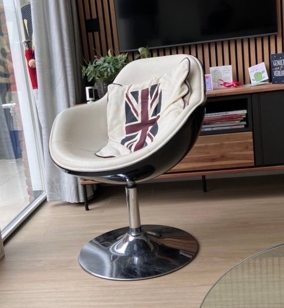 Gratis Vintage Design Stoel - Wit/Zwart met Chrome Voet, Ophalen, Kunststof, Gebruikt, Wit