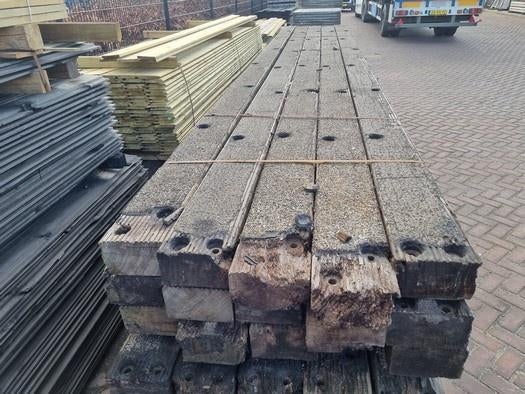 Brugdekdelen - wisselbielzen - Hardhouten balken - gebruikt, Ophalen, Gebruikt, Hardhout, 250 cm of meer