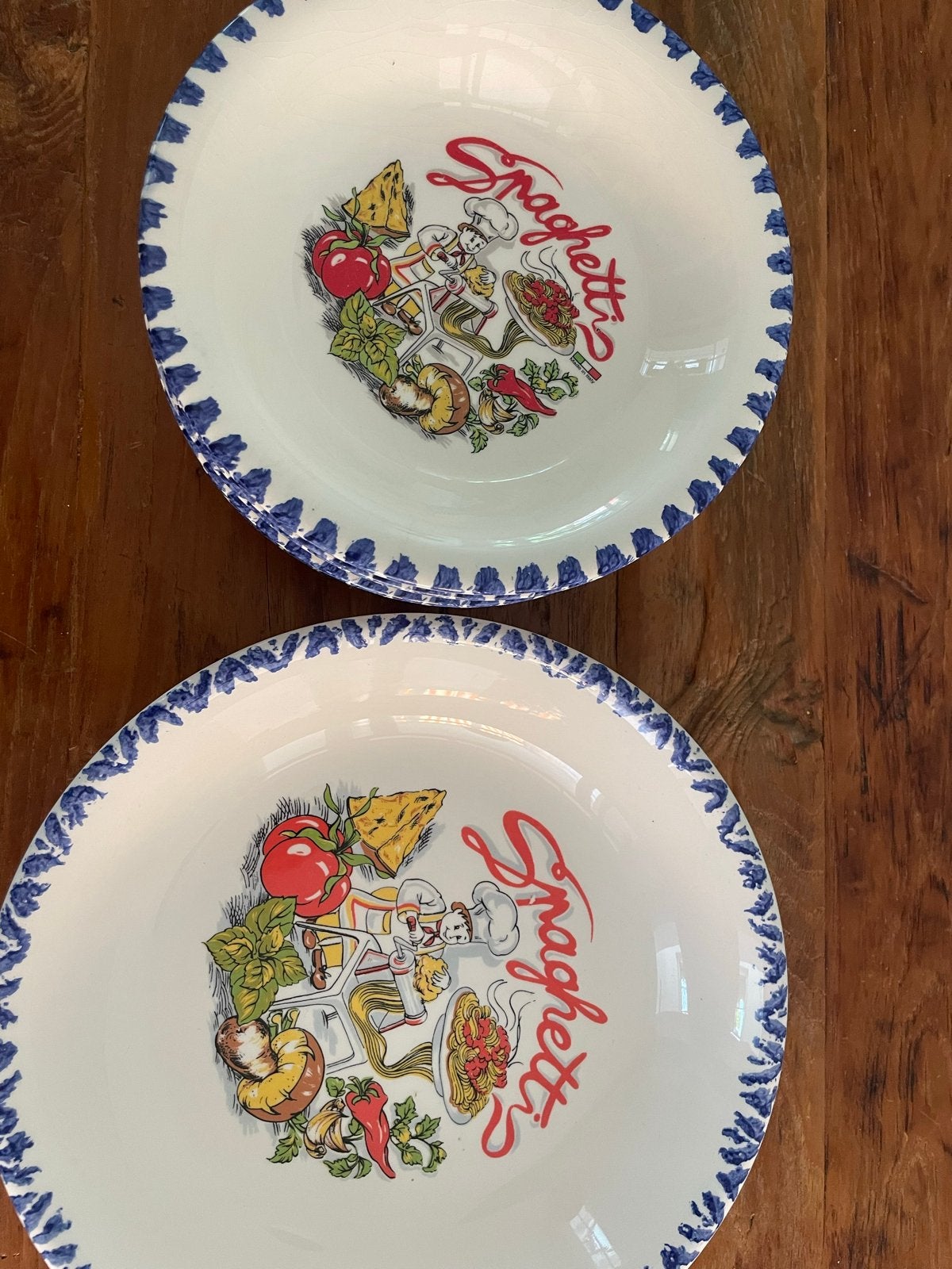 Vintage Spaghetti Borden Set - 7 stuks, Ophalen, Gebruikt, Overige merken, Keramiek