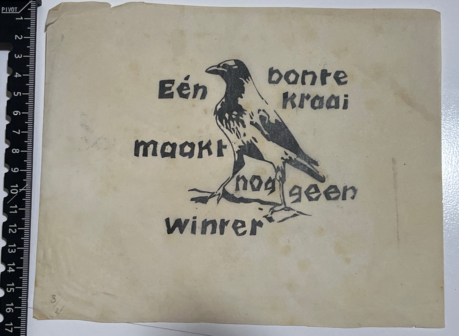 Vintage Prent: Een bonte kraai maakt nog geen winnaar, Ophalen of Verzenden, Print, Prent, Genummerd