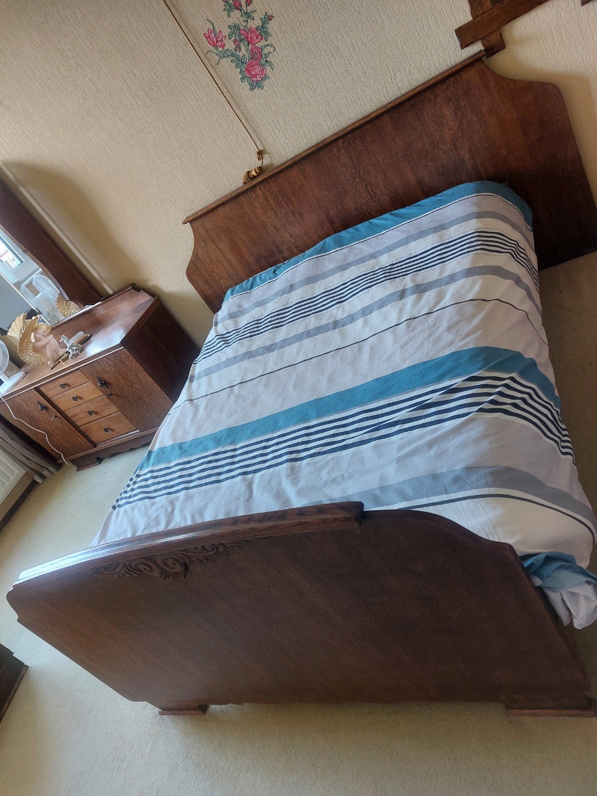 Slaapkamer bed met 2 nachtkastjes gratis, Ophalen of Verzenden, Gebruikt, Tweepersoons