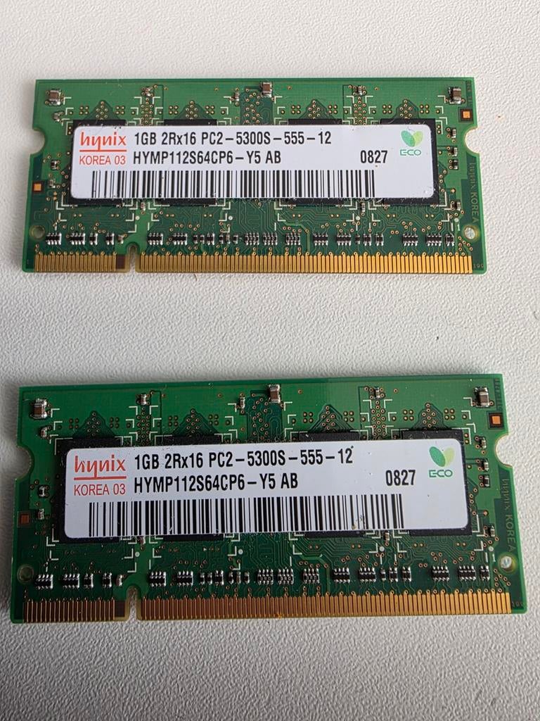 2x 1GB DDR3 RAM Geheugenmodules voor Laptop, Computers en Software, RAM geheugen, Gebruikt, Laptop, 2 GB, DDR3, Ophalen of Verzenden