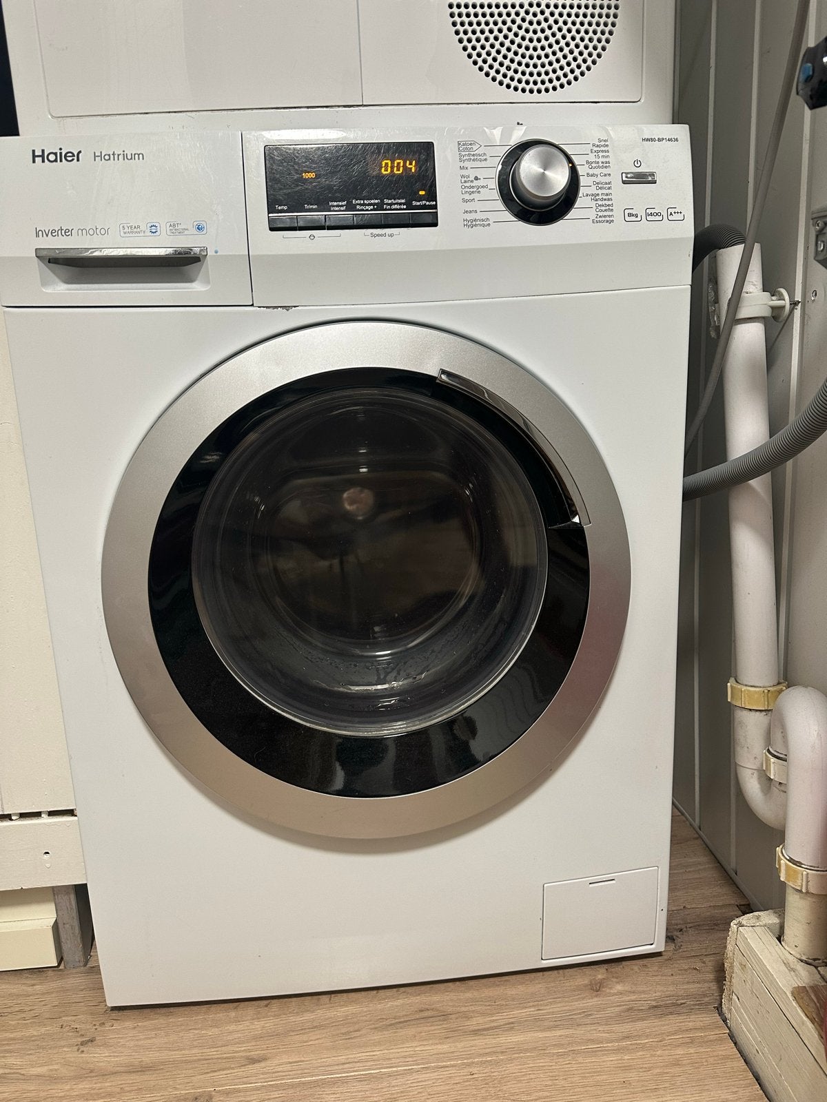 Haier Hatrium Wasmachine - Inverter Motor, Ophalen, 6 tot 8 kg, Voorlader, Kort programma