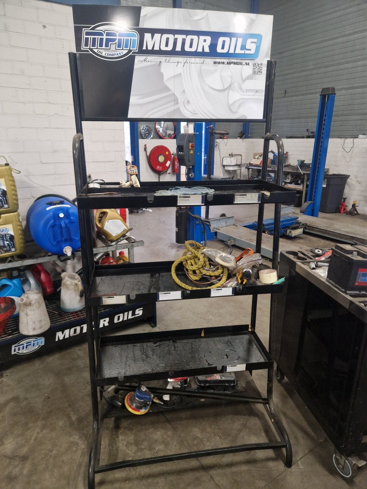 MPM Motor Oils Display Rek - Werkplaats Trolley, Ophalen of Verzenden