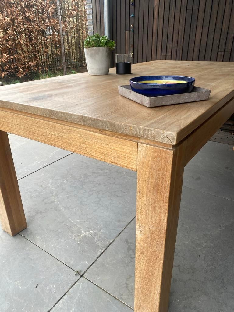 Massief blank eiken eetkamertafel 2x1 meter, Ophalen, Gebruikt, Eikenhout, 50 tot 100 cm