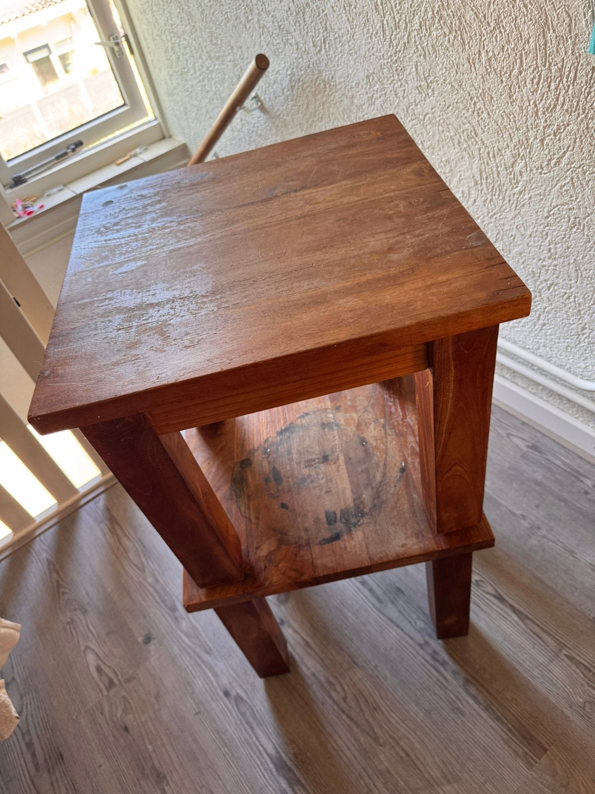 Teak bijzettafel, Huis en Inrichting, Tafels | Bijzettafels, Minder dan 55 cm, Gebruikt, Vierkant, Hout