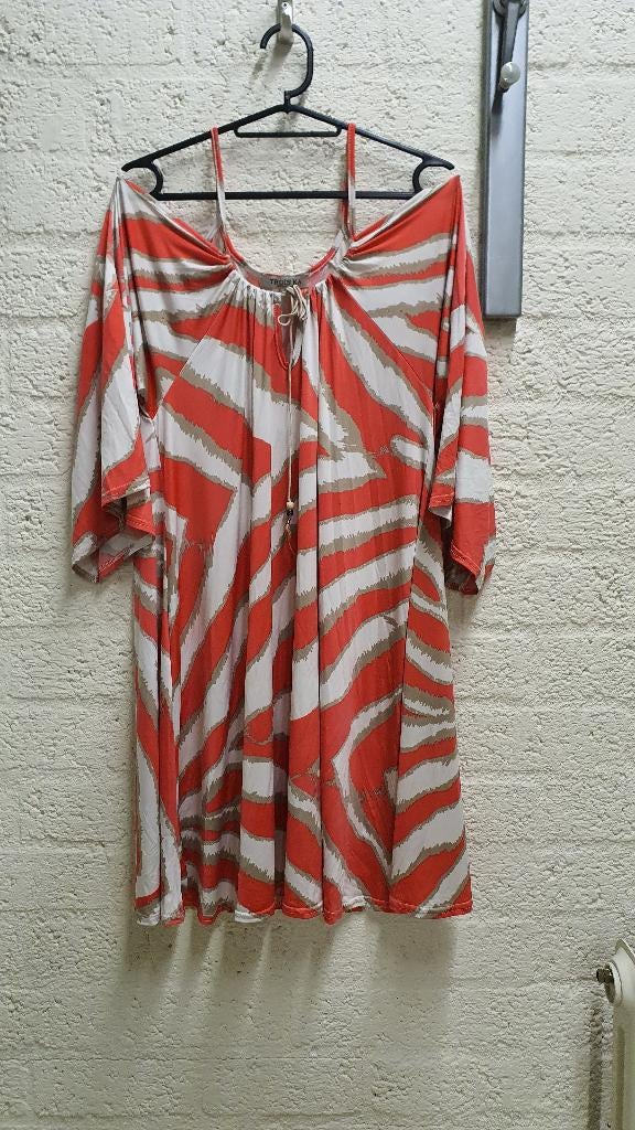 Trois Ka tuniek XL wit bruin oranje luchtig, Ophalen of Verzenden, Zo goed als nieuw, Maat 46/48 (XL) of groter, Oranje