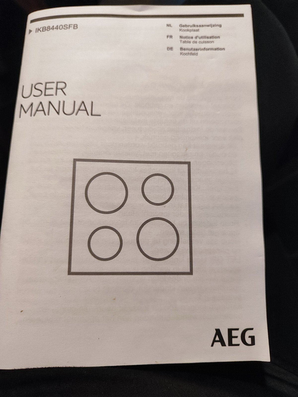 AEG inductiekookplaat 80 cm – 4 zones – werkend, Ophalen, Gebruikt, 4 kookzones, Inbouw