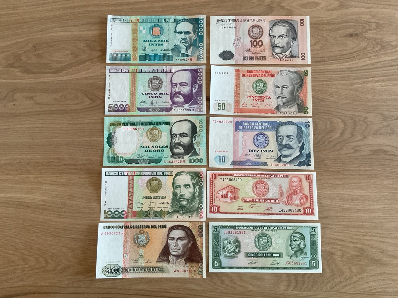 Set van 10 Peruaanse bankbiljetten - Diverse waarden, Ophalen of Verzenden, Zuid-Amerika, Setje