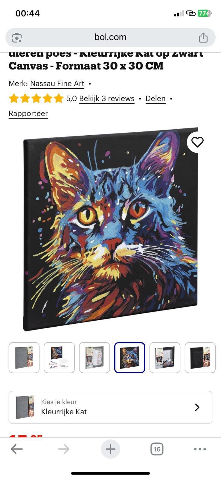 Schilderen op Nummer Kleurrijke Kat op Zwart Canvas, Ophalen, Nieuw, Schilderen op nummer