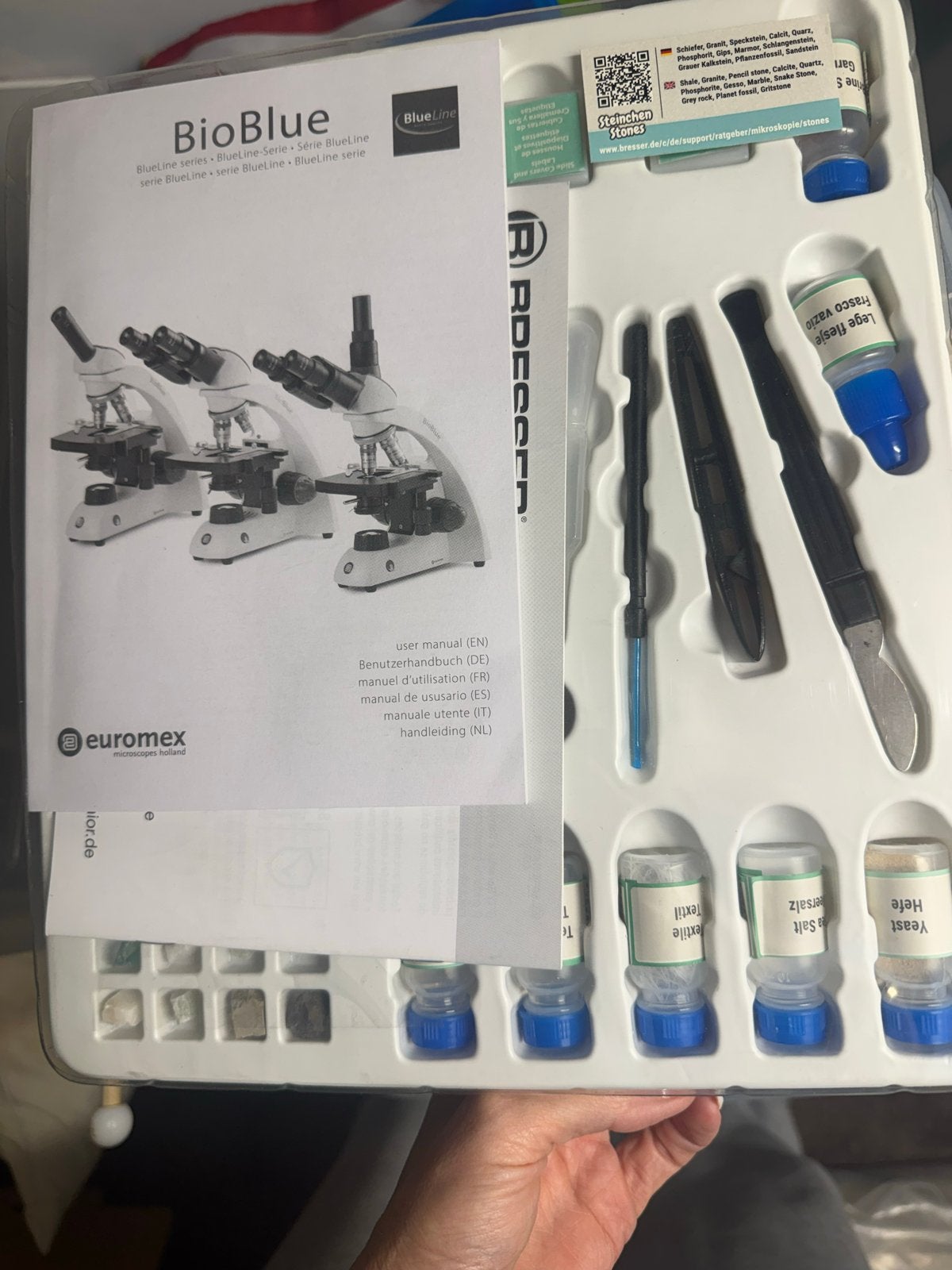 Euromex BioBlue Microscoop - Compleet met accessoires, Ophalen of Verzenden, Nieuw, 400x tot 1000x, Biologische microscoop