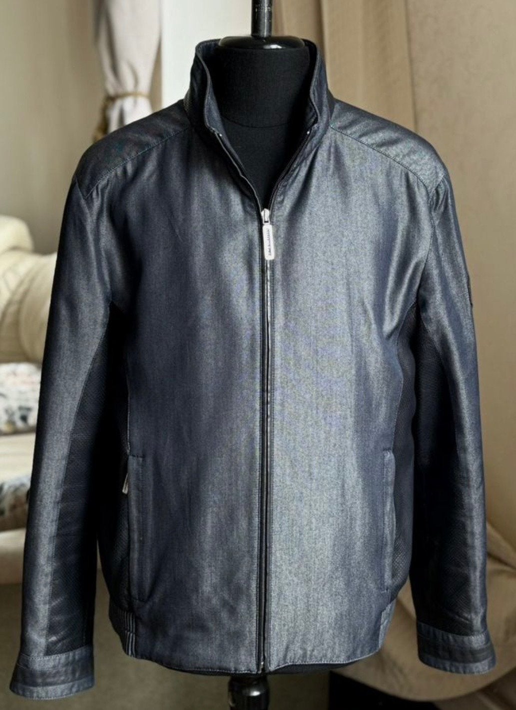 Stefano Ricci Leren Jas - Maat 54 (L), Kleding | Heren, Ophalen of Verzenden, Zo goed als nieuw, Maat 52/54 (L), Blauw