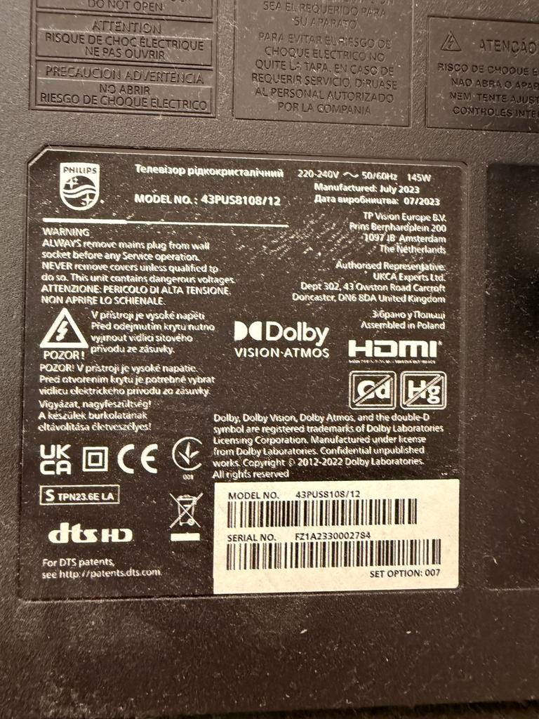 Philips 43PUS8108/12 4K UHD Smart TV (2023), Ophalen, Zo goed als nieuw