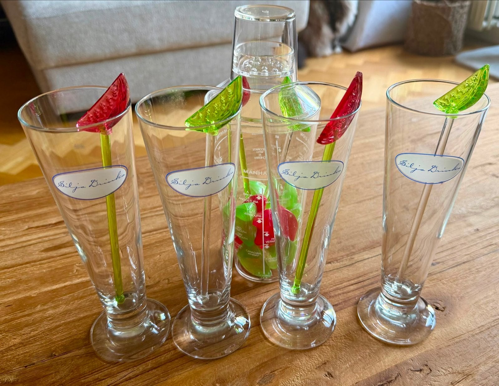 Silja Drinks longdrink glazen en cocktail shaker set, Ophalen, Nieuw, Meerkleurig, Glas
