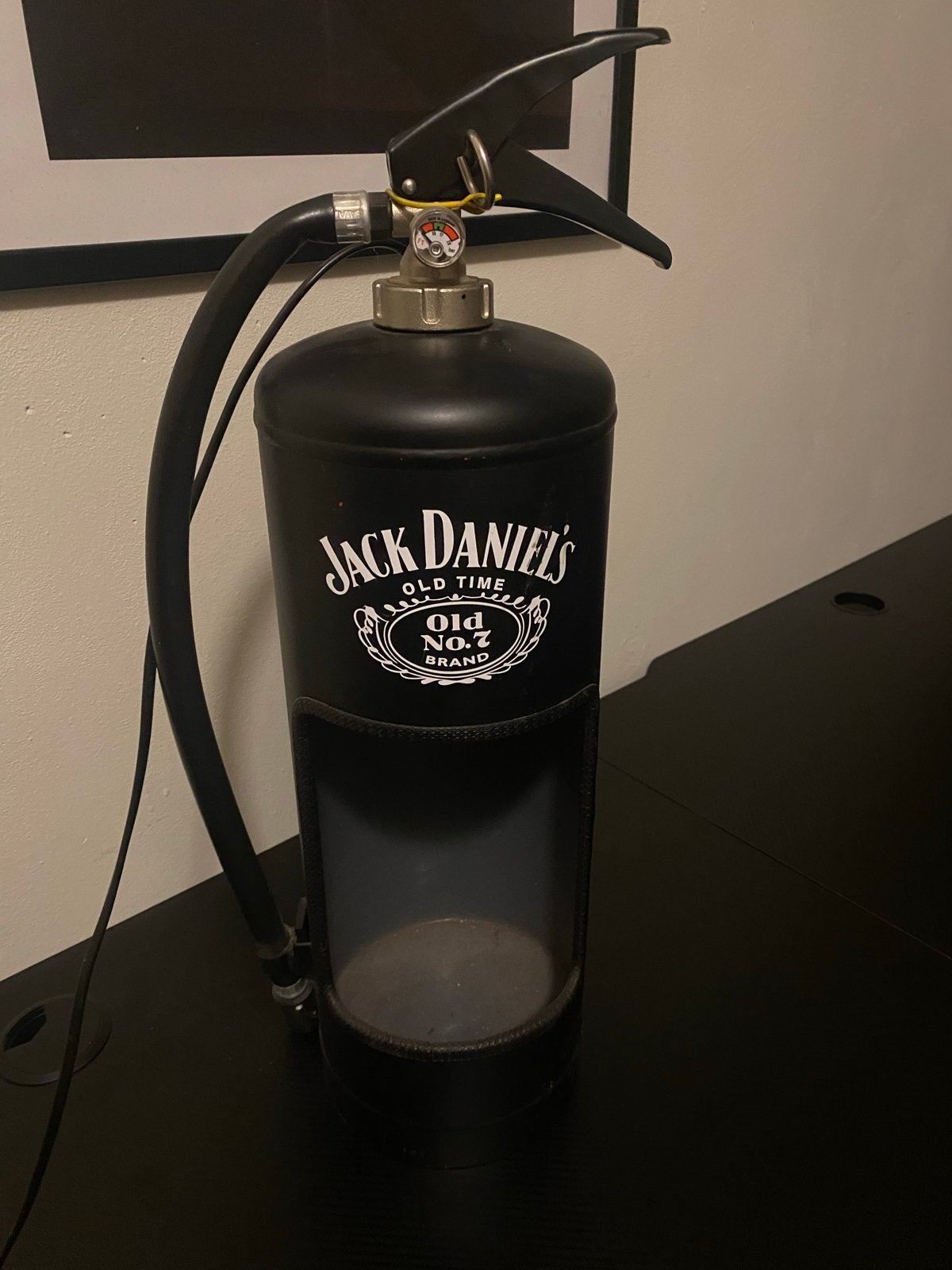 Unieke Jack Daniel's Brandblusser Lamp - Sfeervolle Verlicht, Ophalen, Metaal, Industrieel, Gebruikt