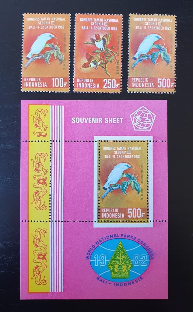 Indonesie 1982 Vogels Michel 1074-1076 + blok 47 postfris, Verzenden, Postfris, Dier of Natuur