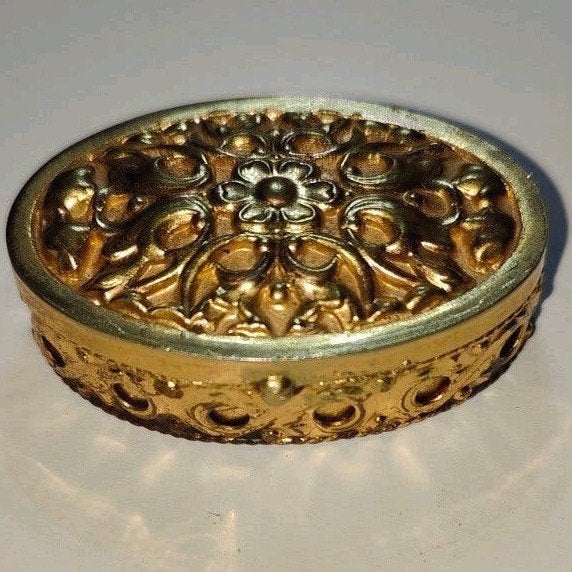 55. Vintage Gouden doosje met Bloemmotief, Ophalen of Verzenden