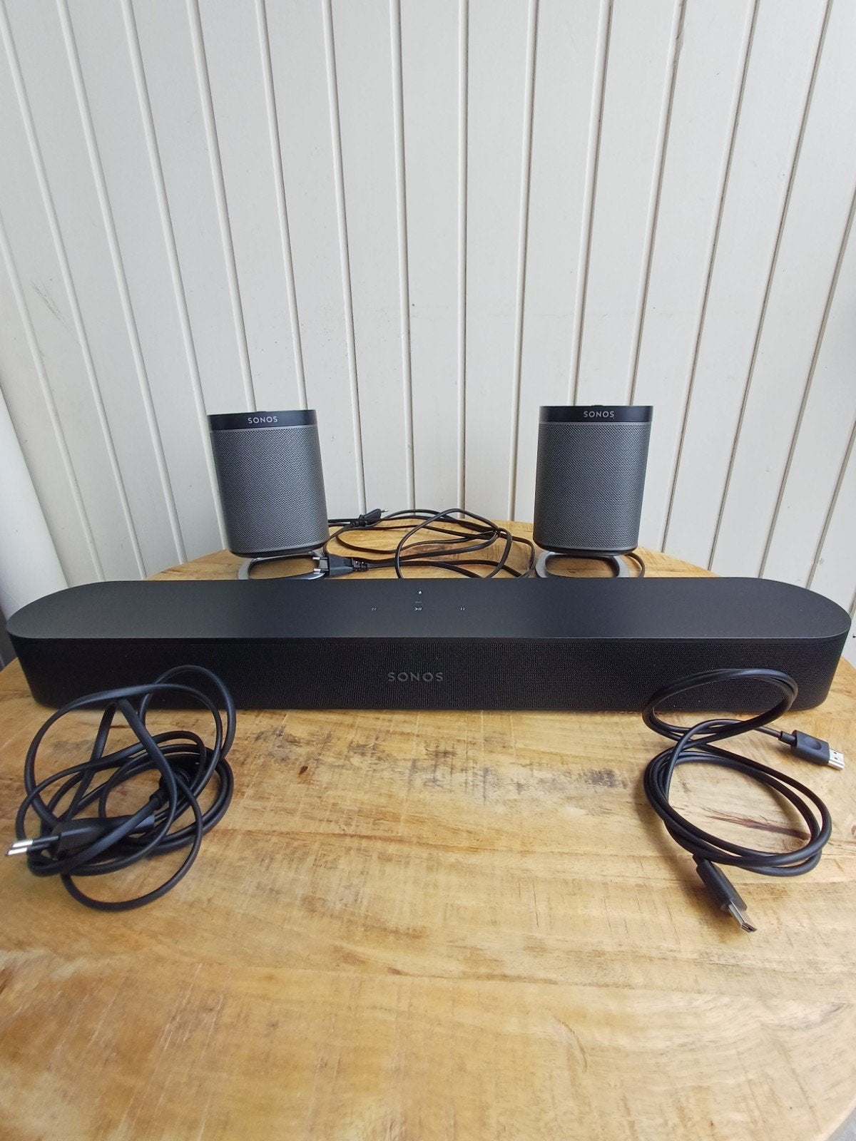 Sonos Beam gen2 + Set Sonos Play 1 met Flexson Standaard, Ophalen, Zo goed als nieuw