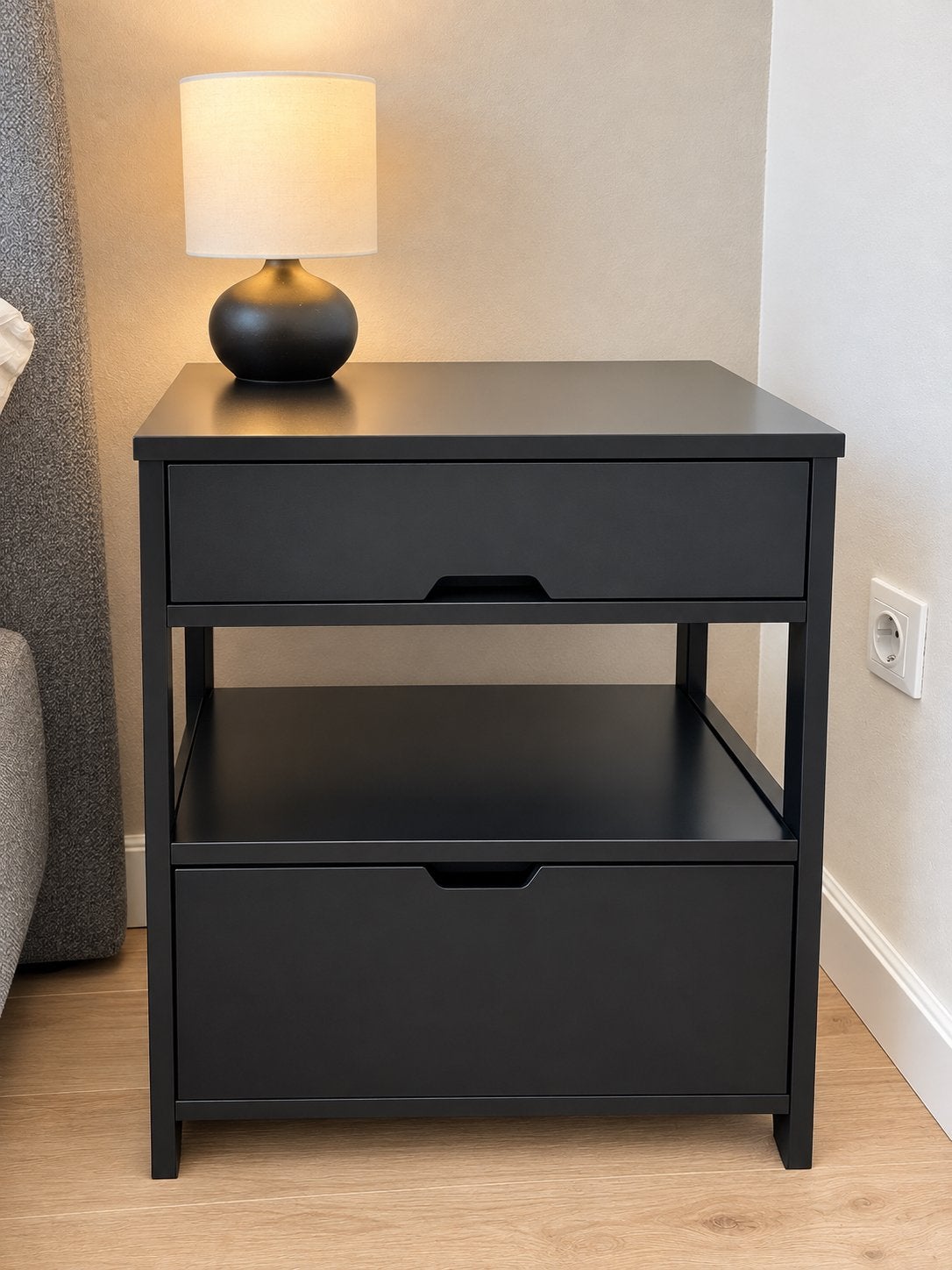 Set van 2 zwarte nachtkastjes, Ophalen, Zo goed als nieuw, Minder dan 45 cm, Minder dan 55 cm