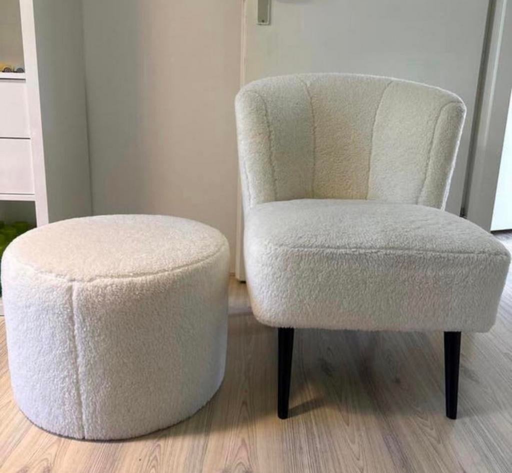 Teddy stoel / fauteuil met poef | Bronx 71 | zo goed als nie, Ophalen, Minder dan 75 cm, Zo goed als nieuw, Stof