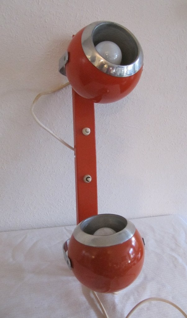 Herda Eyeball dubbele Wandlamp lamp oranje Space Age, Ophalen of Verzenden