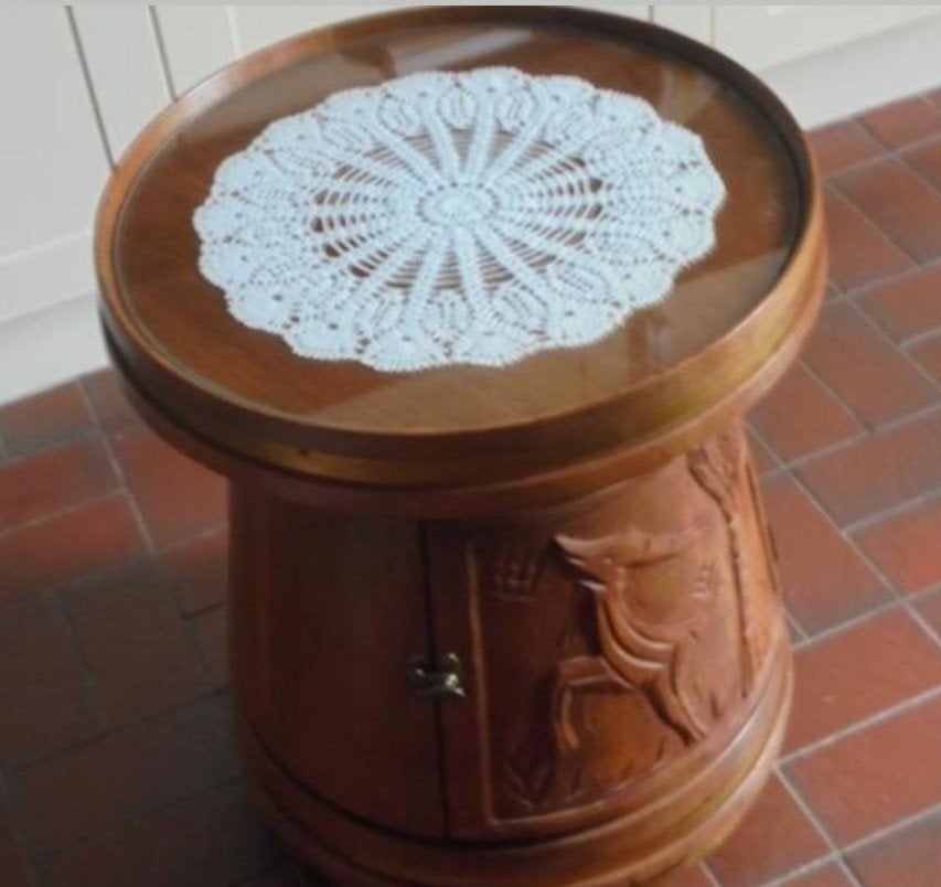 Vintage eiken drankenbar met glasplaat, Ophalen