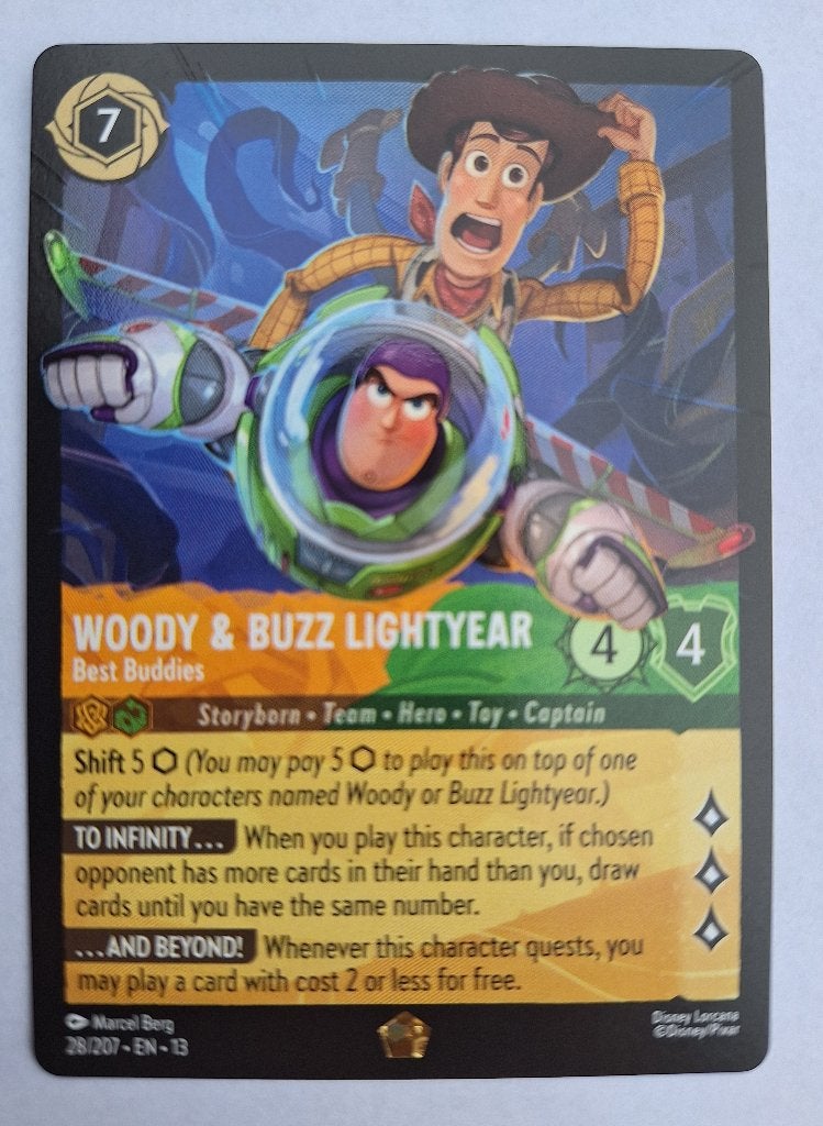 Lorcana Woody & Buzz Lightyear Best Buddies Attack of the vi, Ophalen of Verzenden, Nieuw, Losse kaart