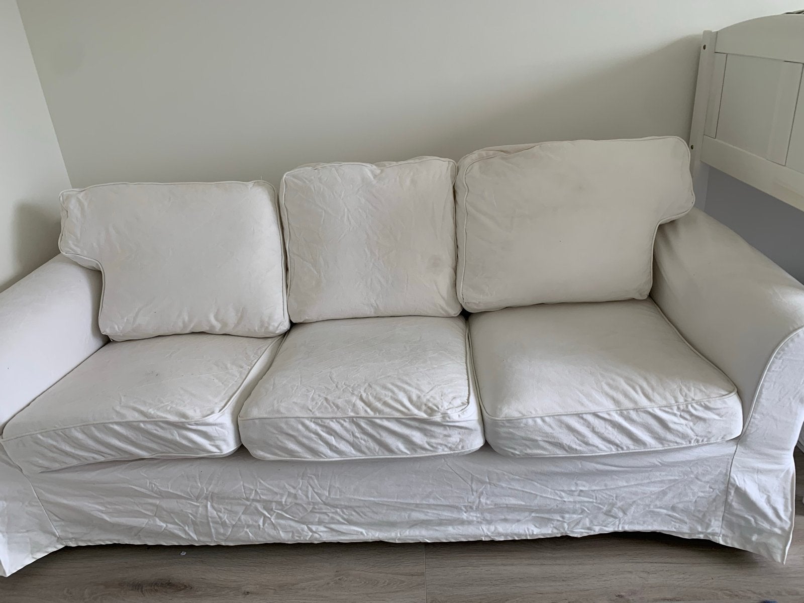 IKEA stoffen bank, zo goed als nieuw, hoezen wasbaar, Ophalen, Driepersoons, 75 tot 100 cm, Zo goed als nieuw