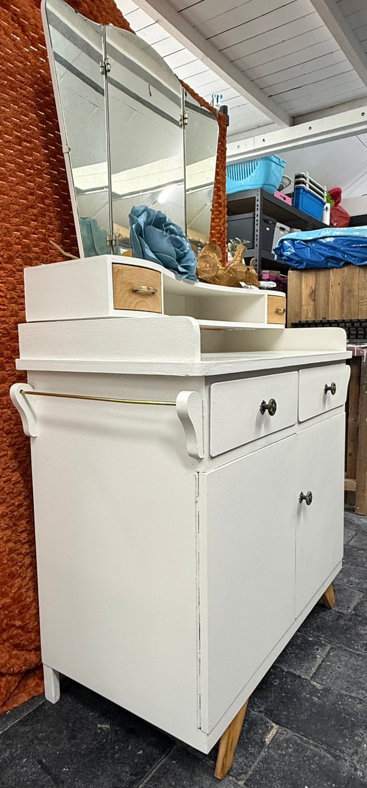 Vintage jaren 60 kaptafel, Huis en Inrichting, Tafels | Kaptafels, Ophalen, Gebruikt, 100 tot 150 cm, 50 tot 100 cm