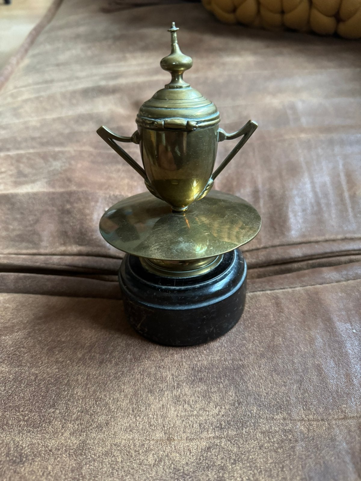 antieke messing bureau-inktpot, Ophalen of Verzenden