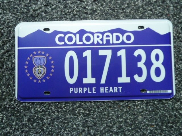Kentekenplaat licenseplate Colorado Purple Heart USA, Verzenden, Gebruikt, Auto's
