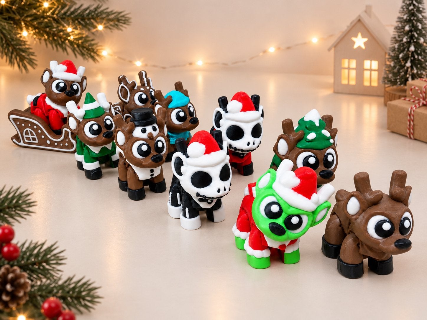 3D-mega-nieuwjaarsset met de rendieren van de Kerstman, Verzenden, Nieuw